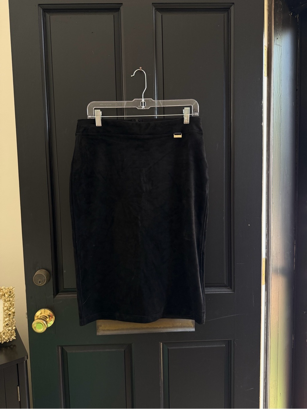 Calvin Klein Black Suede Pencil Skirt